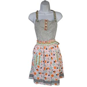 Matilda Jane Mixed Print Apron One Size Pink Orange Cotton Cottagecore Chef